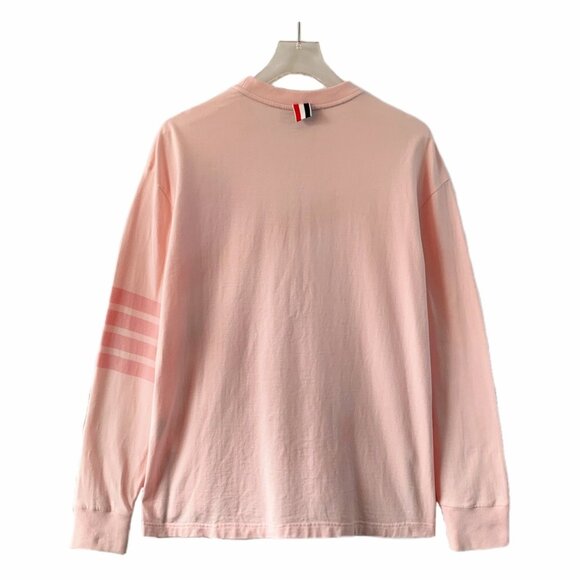 Thom Browne Pink Classic Four-Bar Cotton Crewneck Long Sleeve Sweatshirt - Picture 2 of 9
